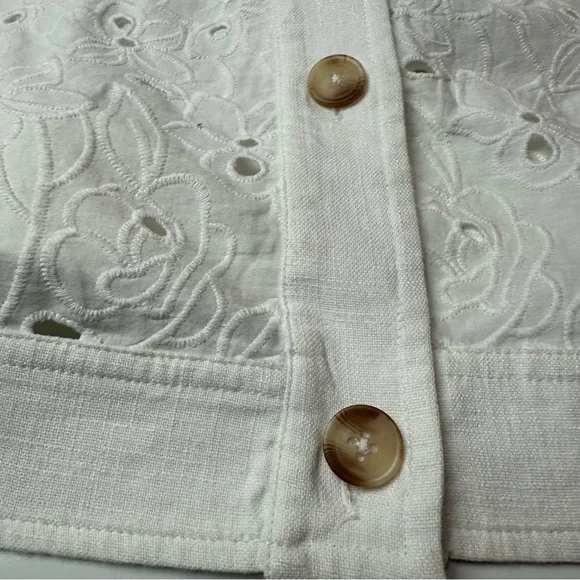 Chico’s White Cotton Eyelet Jacket | Cottagecore Summer Topper ·Coastal capsule - Picture 8 of 11